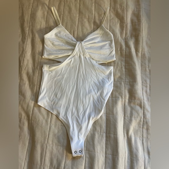 Abercrombie & Fitch Tops - White cutout bodysuit from Abercrombie in great condition!